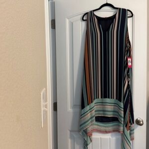 Vince Camuto Black and Cream Striped Maxi Dress